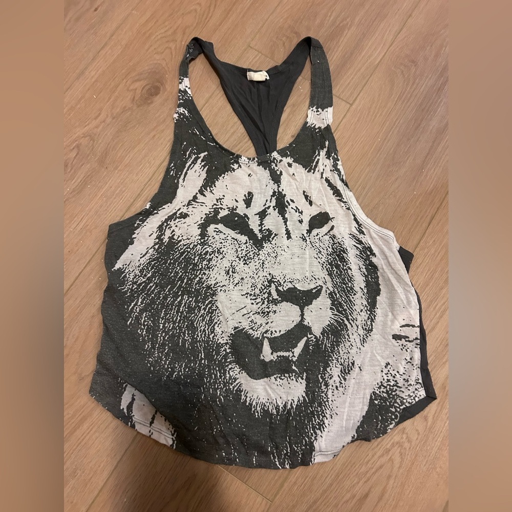 GARAGE Women’s racerback grey and white tank top Size Extra Small